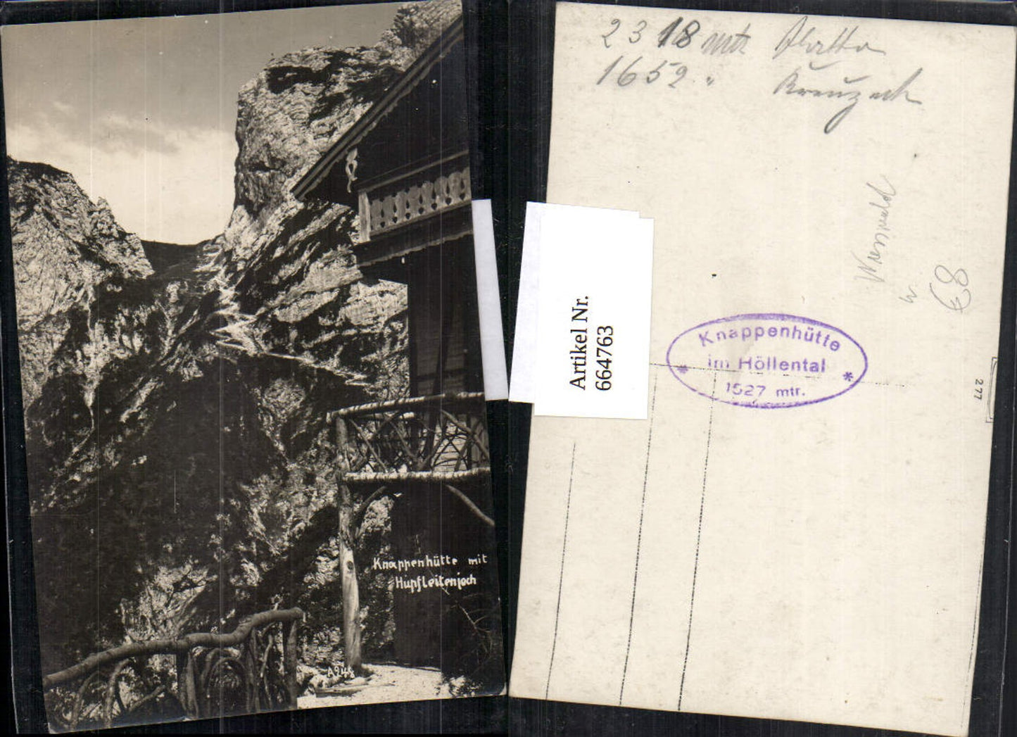 664763,Foto Ak Grainau Knappenhütte m. Hüpfleitenjoch Hupfleitenjoch