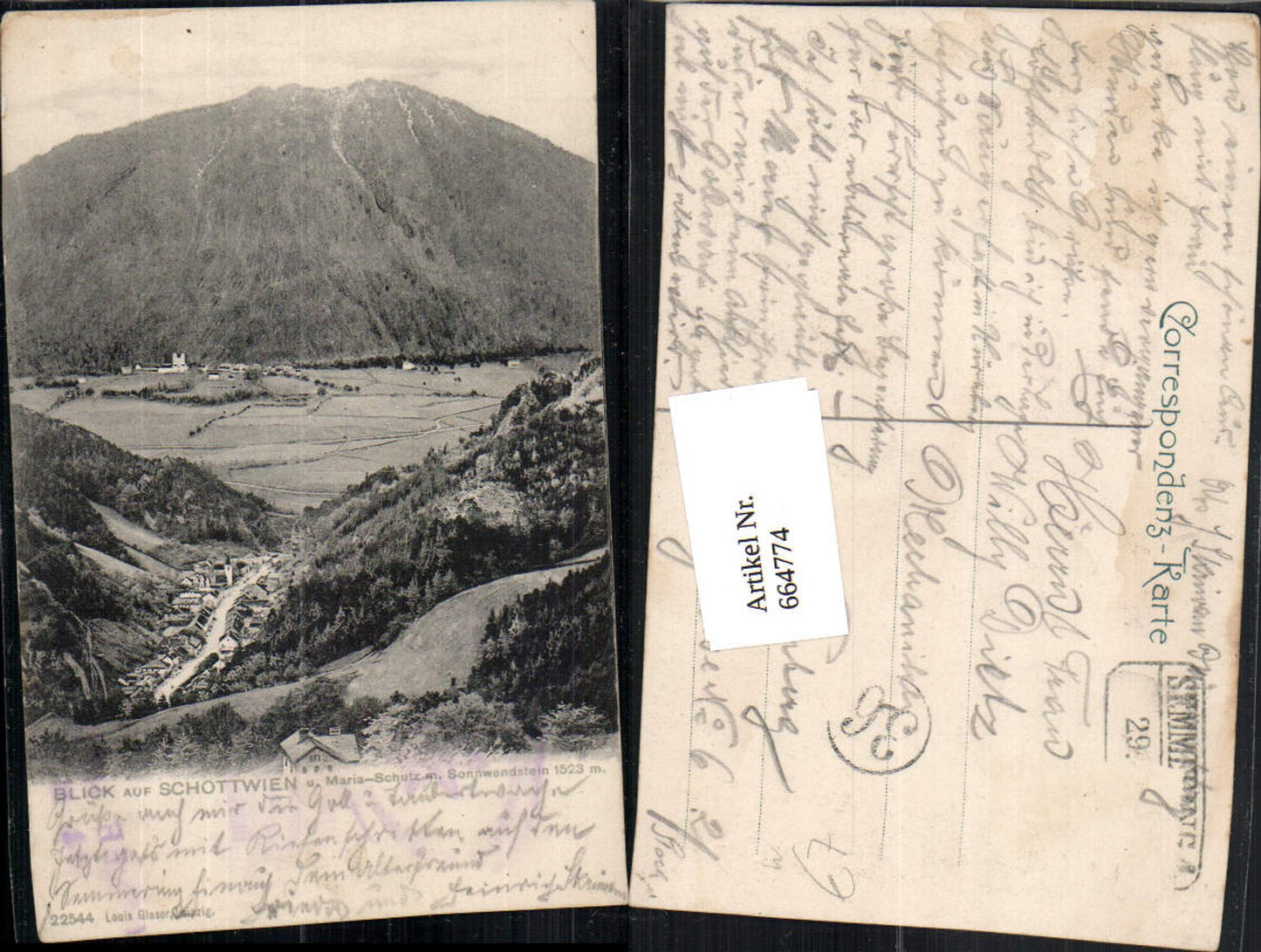664774,Blick auf Schottwien u. Maria Schutz Sonnwendstein