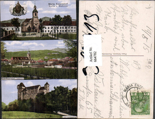 664782,Mehrbild Ak Maria Enzersdorf Kirche u. Madonna Gnadenmutter