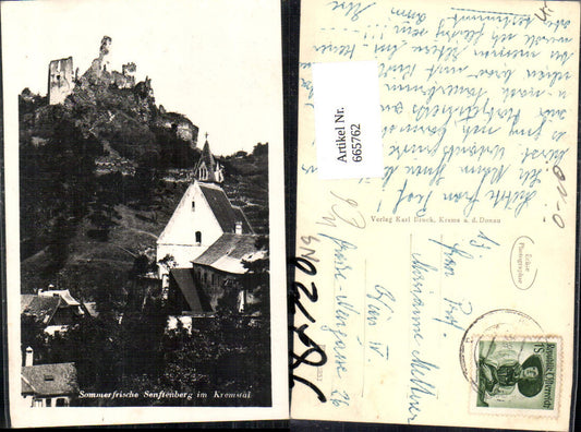 665762,Foto Ak Senftenberg im Kremstal mit Ruine Burg