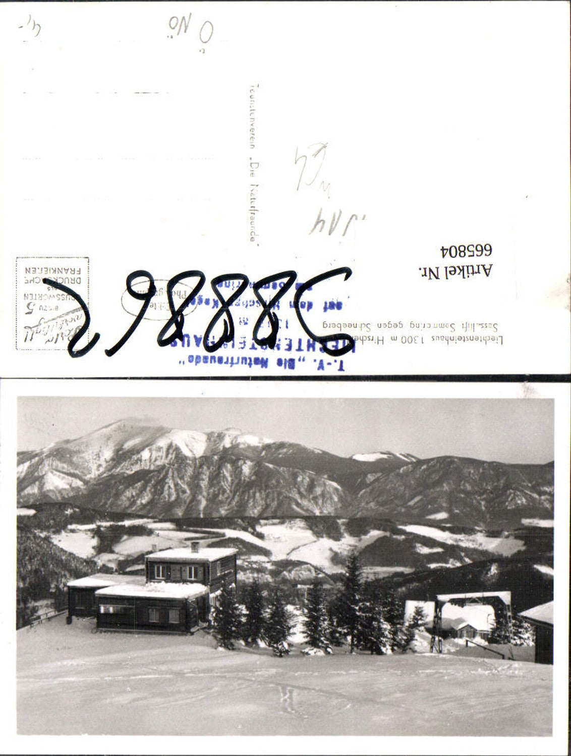 665804,Foto Ak Liechtensteinhaus Hirschenkogel Sessellift Semmering