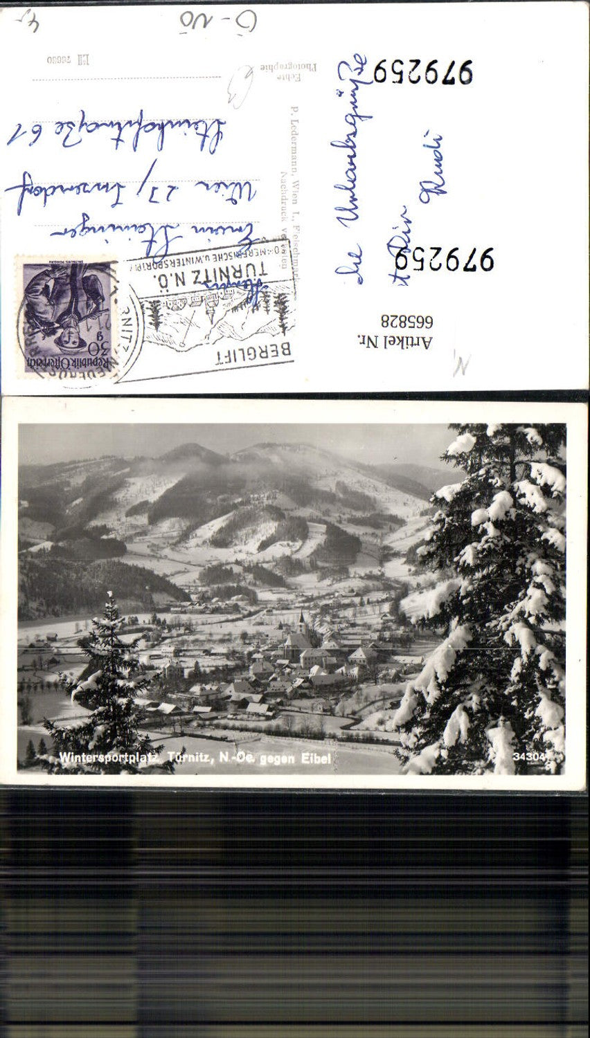 665828,Foto Ak Türnitz geg. Eibel im Winter