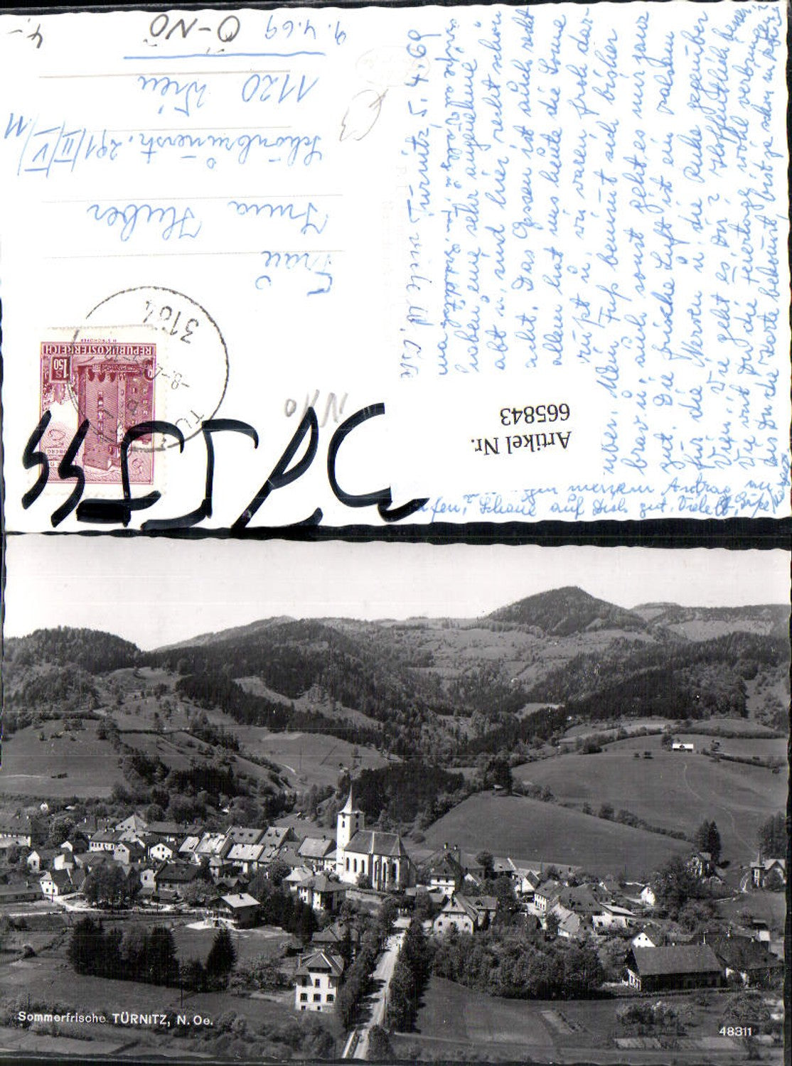 665843,Foto Ak Türnitz Ansicht m. Kirche