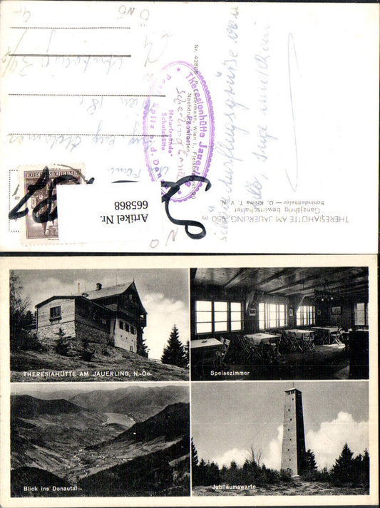 665868,Mehrbild Ak Theresiahütte a. Jauerling Jubiläumswarte Spitze a. d. Donau