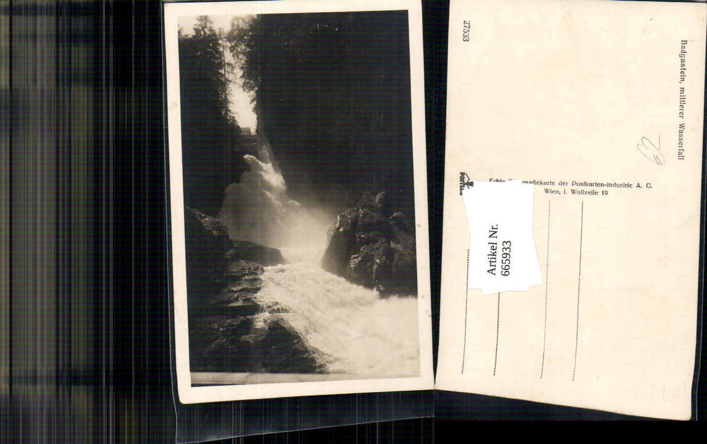 665933,Foto Ak Bad Gastein mittlerer Wasserfall