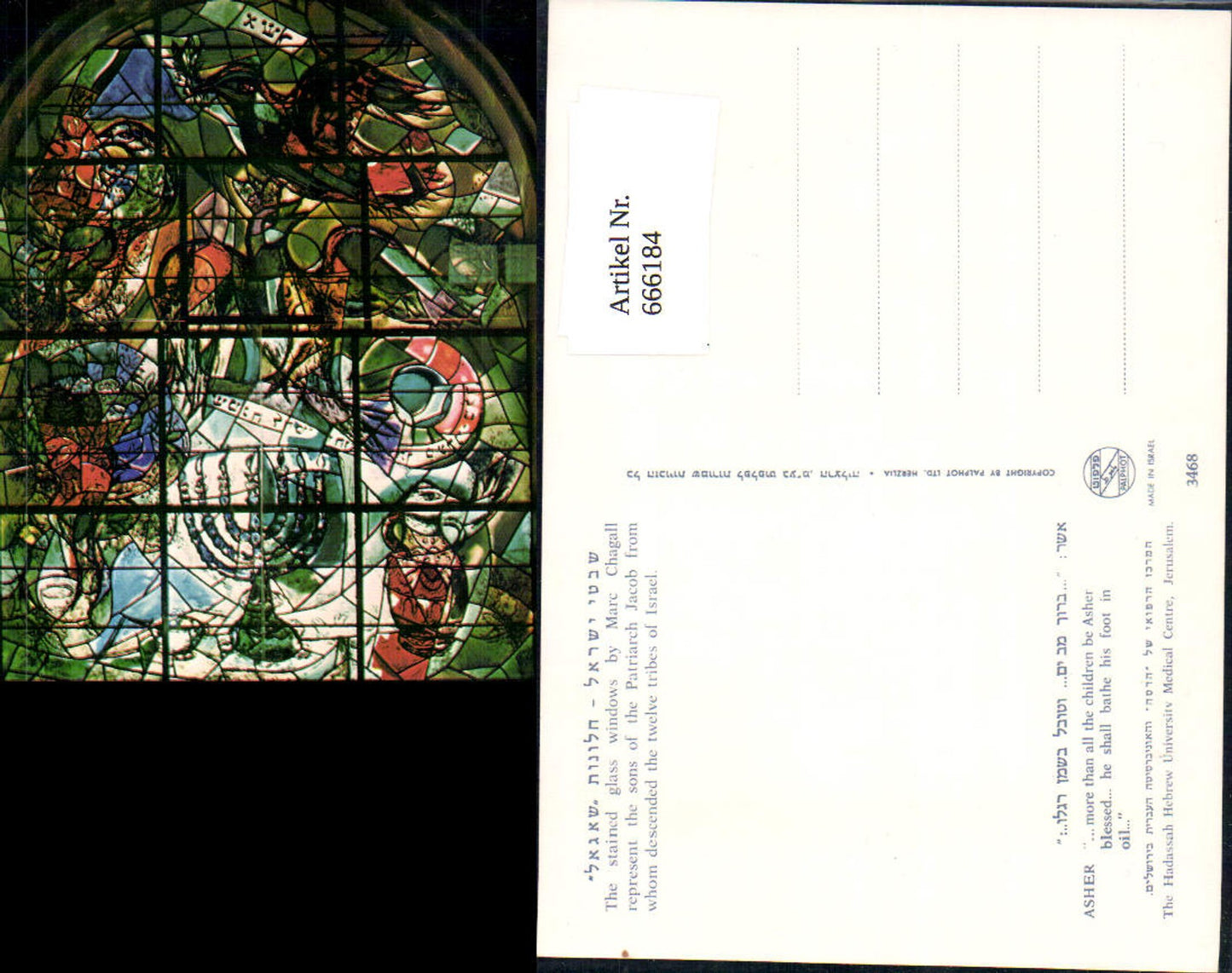 666184,The Tribe of Asher Stained glas window Fenster Israel