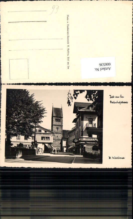 666536,Foto Ak Zell am See Bahnhofstrasse mit Drogerie