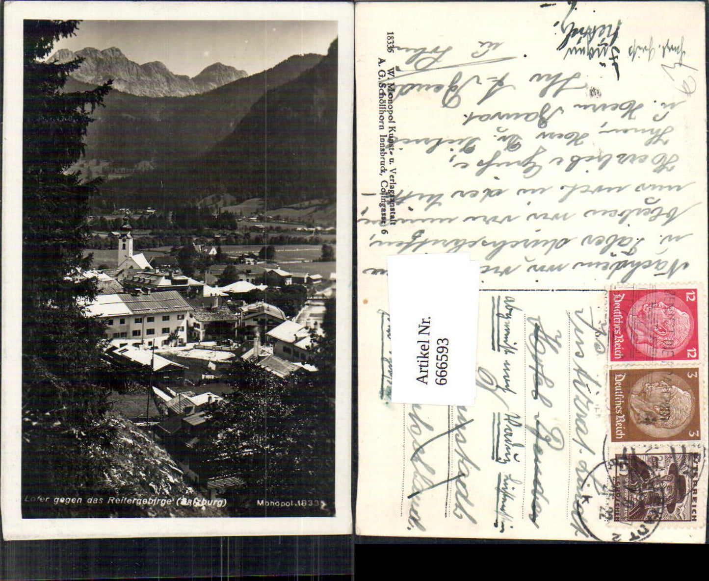 666593,Foto Ak Lofer geg. d. Reitergebirge