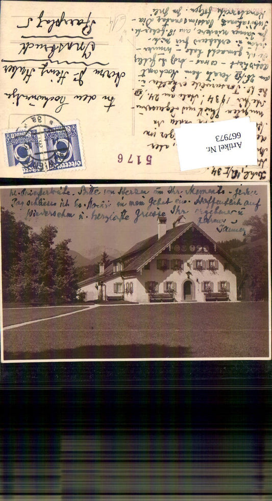 667973,tolle Foto-AK Bad Ischl Haus im Ort 1934 pub Prof. F. Maier