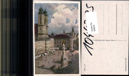 668035,Künstler AK Linz an der Donau Franz Josef Platz pub Hans Hausner 7007/2