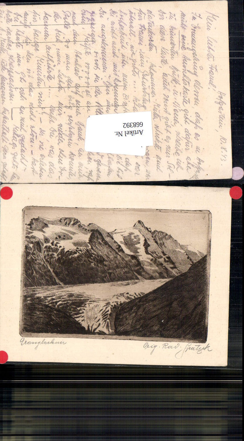 668392,Orig. Radierung Gratzek Grossglockner Heiligenblut