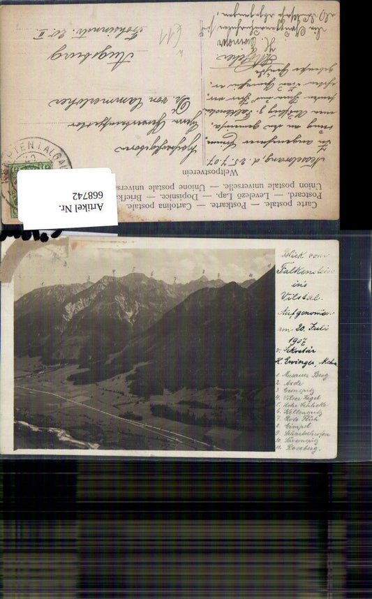 668742,Foto Ak Pfronten Blick v. Ruine Falkenstein ins Vilstal