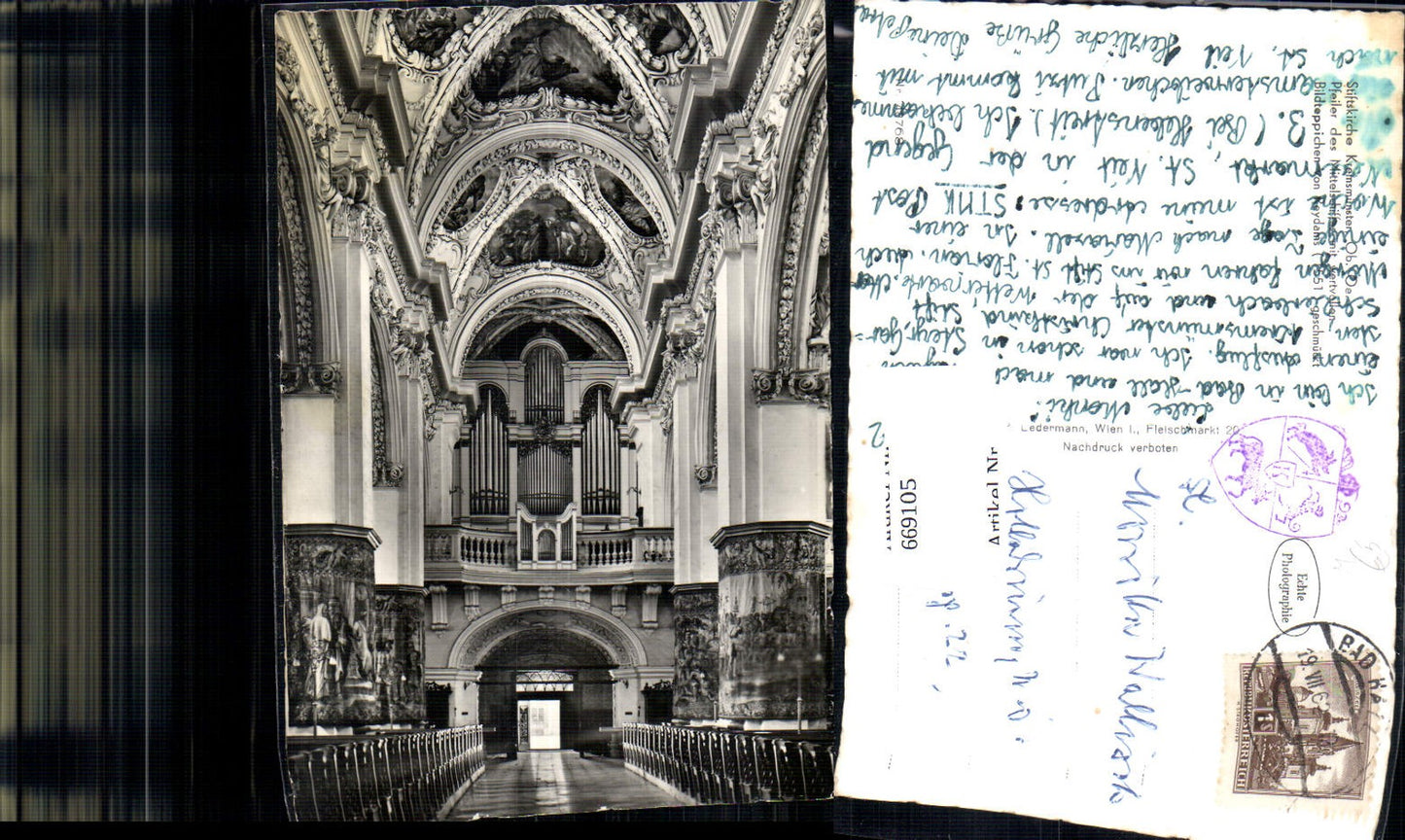 669105,Foto Ak Kremsmünster Stiftskirche Pfeiler d. Mittelschiffes Bildteppiche