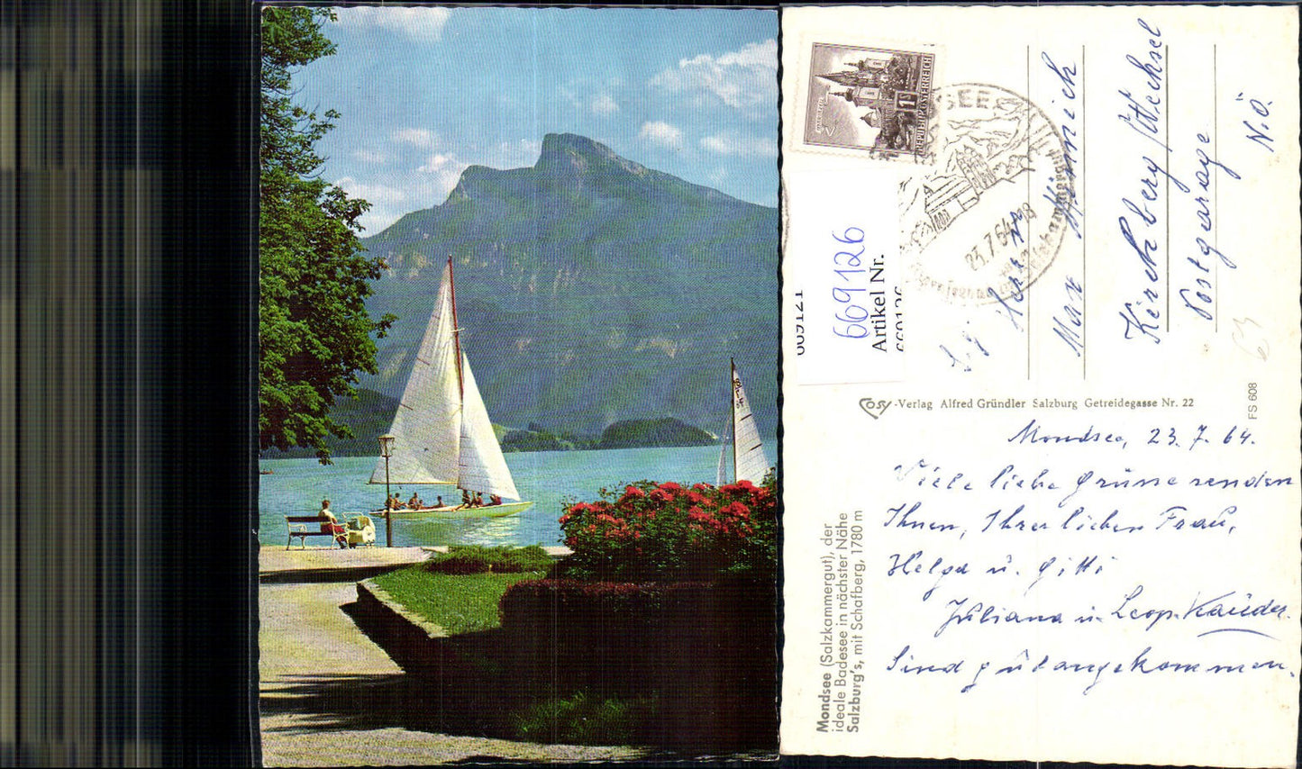 669126,Mondsee Salzkammergut mit Schafberg Segelboote Segeln