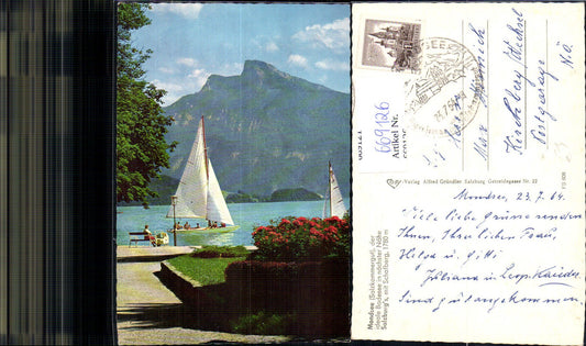 669126,Mondsee Salzkammergut mit Schafberg Segelboote Segeln
