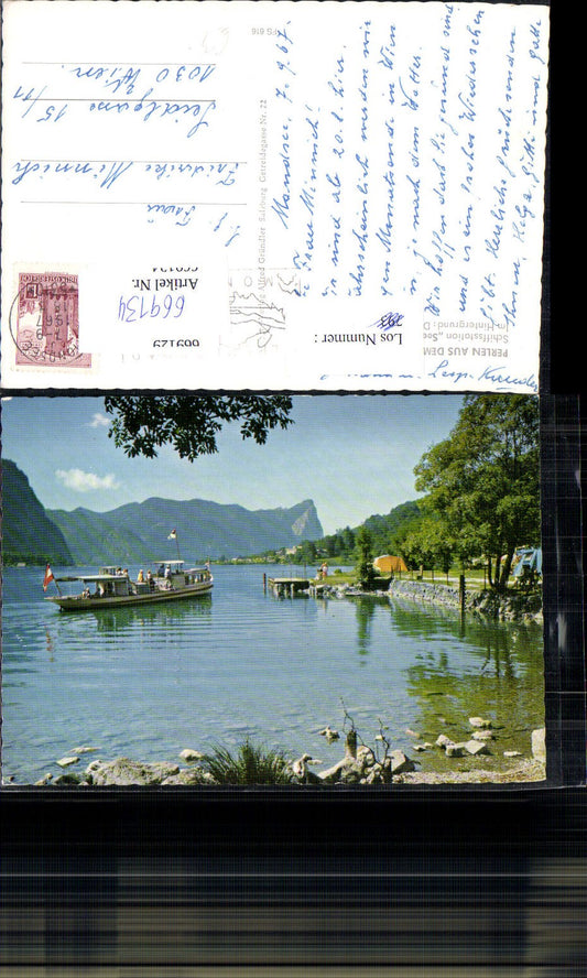 669134,Mondsee Schiffstation See m. Drachenwand Schober Schiff Dampfer