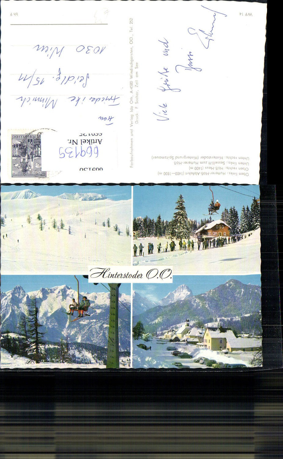 669135,Mehrbild Ak Hinterstoder Hutterer-Höß-Abfahrt Hößhaus Sessellift Wintersport