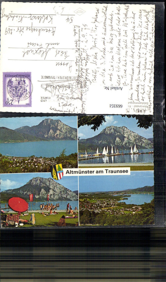 669351,Mehrbild Ak Altmünster a. Traunsee Segelboote Segeln Badestrand