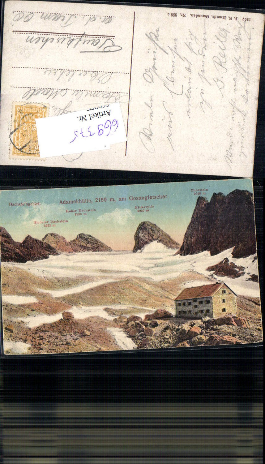 669375,Dachstein Gosau Adamekhütte Gosaugletscher pub F.E. Brandt 858 c