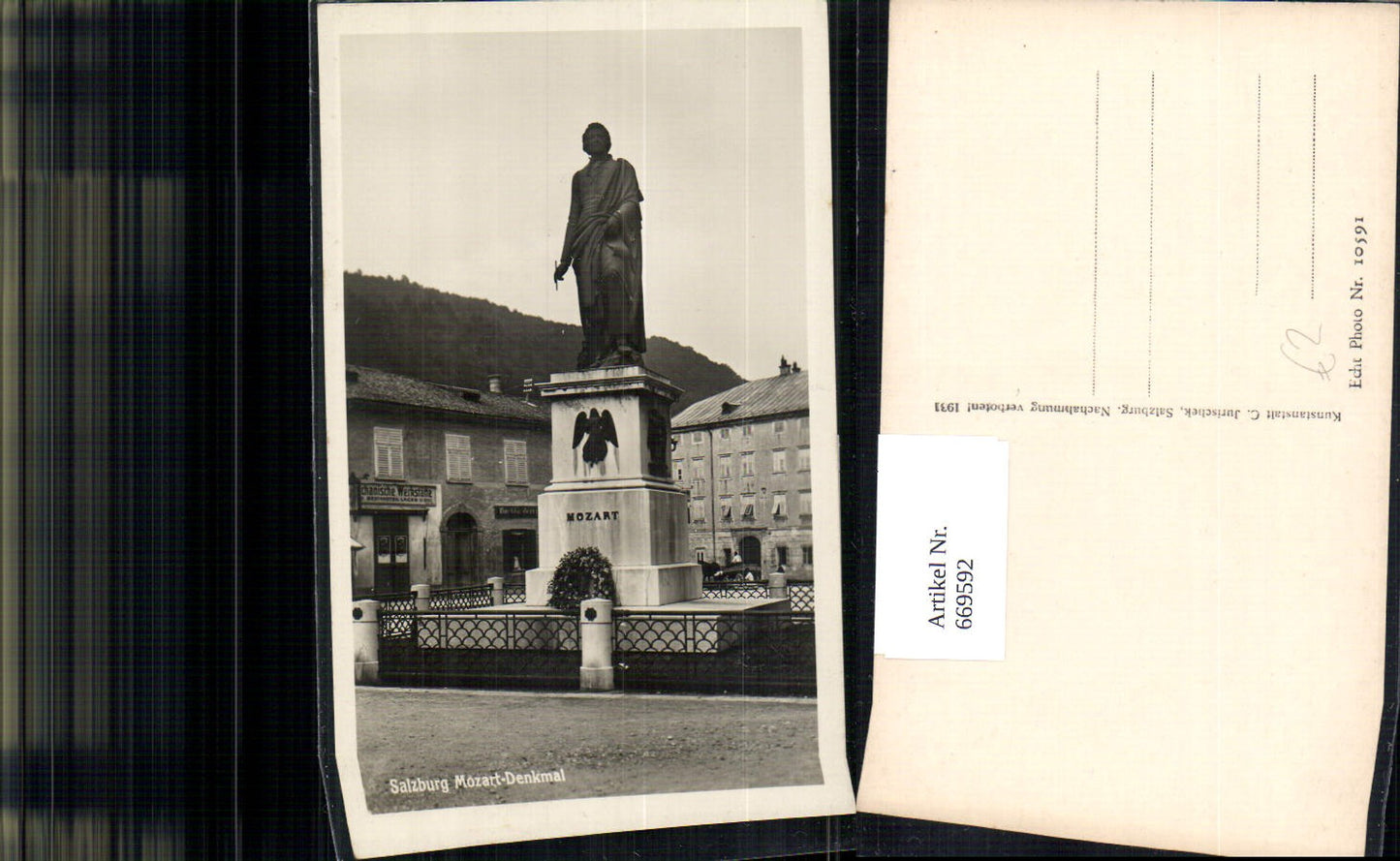 669592,Foto Ak Salzburg Mozart-Denkmal Statue