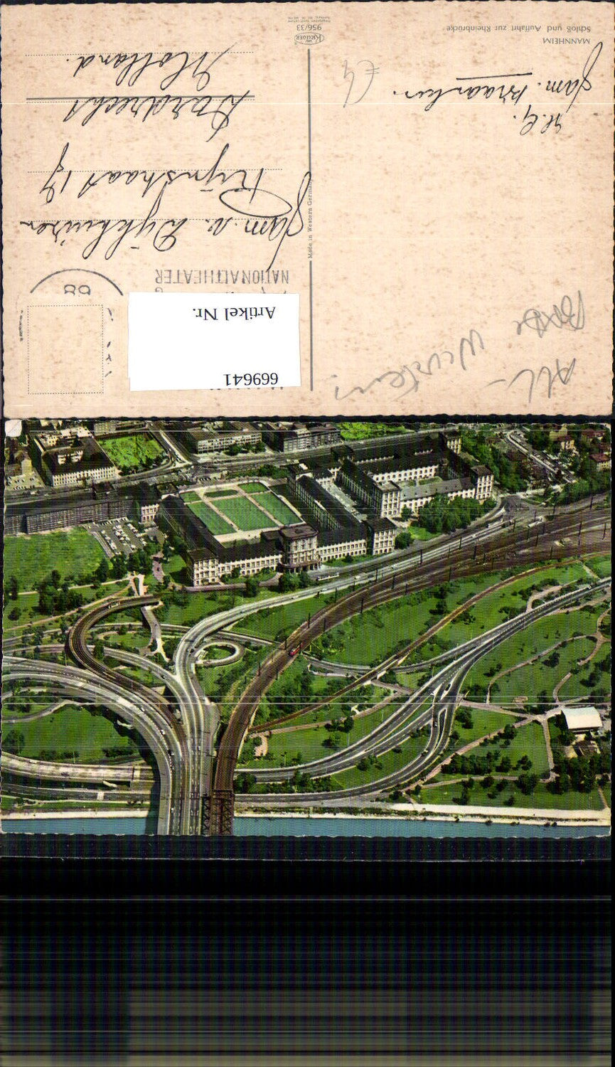 669641,Luftbild Mannheim Schloss u. Auffahrt zur Rheinbrücke