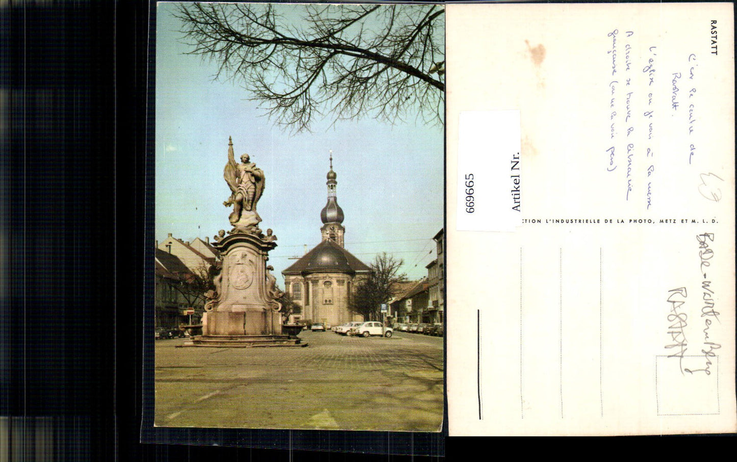 669665,Rastatt Ansicht Statue Kirche Platz