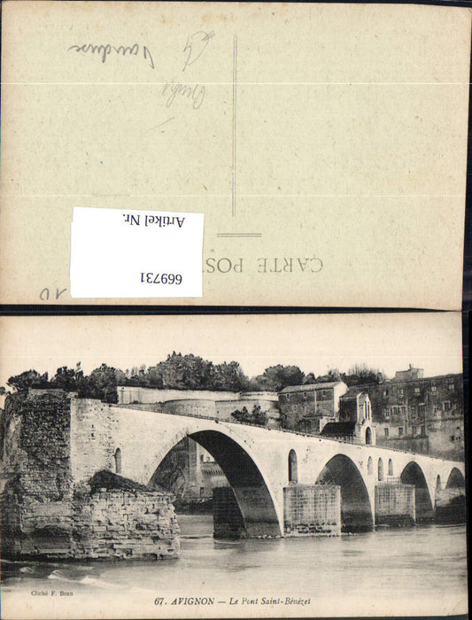 669731,Avignon Le Pont Saint-Benezet Brücke Viadukt France