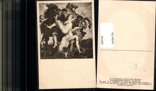 669758,Künstler Ak P. P. Rubens Der Raub der Töchter d. Leukippos Frauen Erotik Pferd Engel