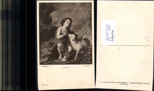 669760,Künstler Ak Murillo St Johannes Heiliger mit Schaf Hirte Religion