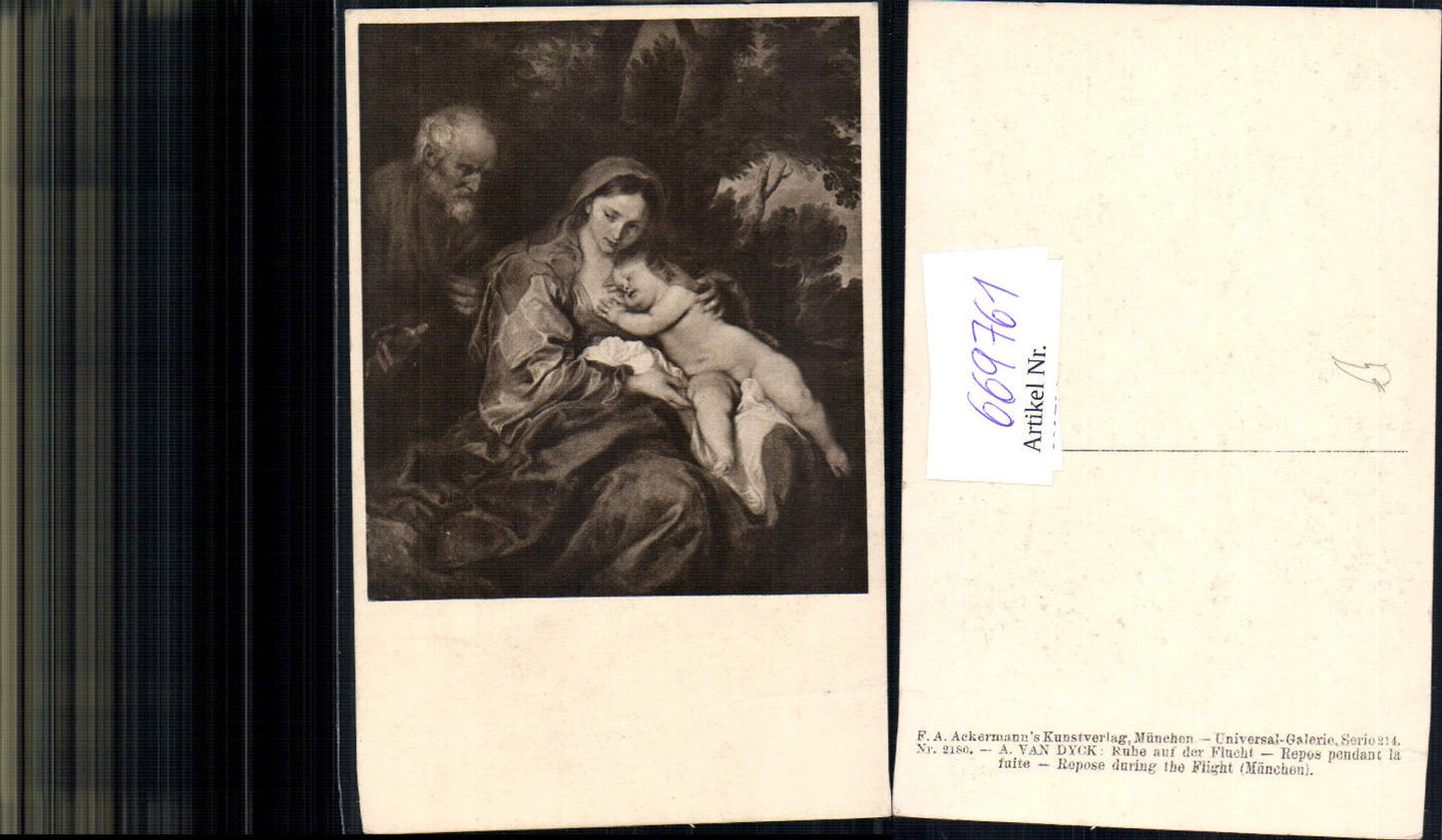 669761,Künstler Ak A. van Dyck Ruhe auf der Flucht Familie