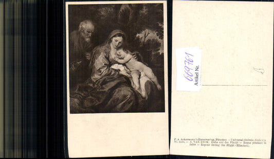 669761,Künstler Ak A. van Dyck Ruhe auf der Flucht Familie