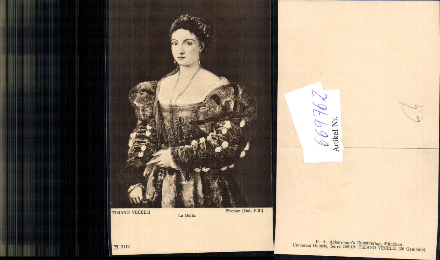 669762,Künstler Ak Tiziano Vecelli La Bella Frau Portrait