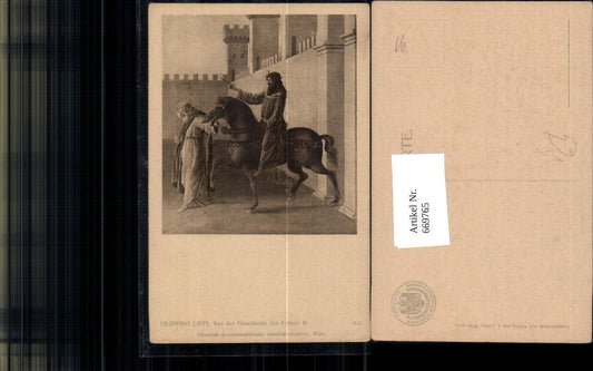 669765,Künstler Ak Filippino Lippi Aus der Geschichte der Esther II Pferd pub J. Löwy 422