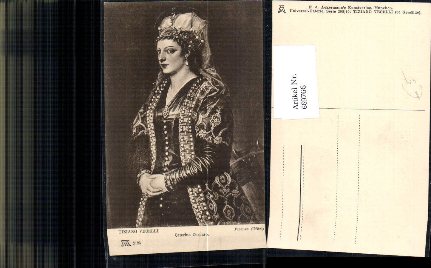 669766,Künstler Ak Tiziano Vecelli Caterina Cornaro Frau Schmuck Mode Portrait Krone Adel