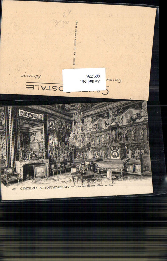 669776,Chateau de Fontainebleau Salon des Reines-Meres Schloss Interieur Luster Kamin France