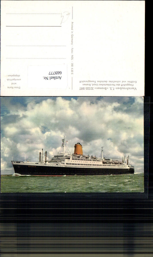 669777,Vierschrauben TS Bremen Lloyd Bremen Schiff Dampfer Hochseeschiff