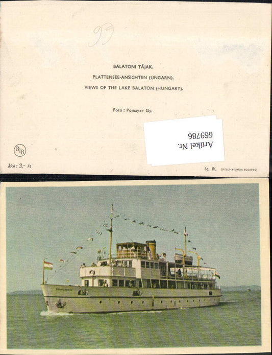 669786,Motorschiff Schiff Dampfer Balatoni Tajak Plattensee Balaton Hungary