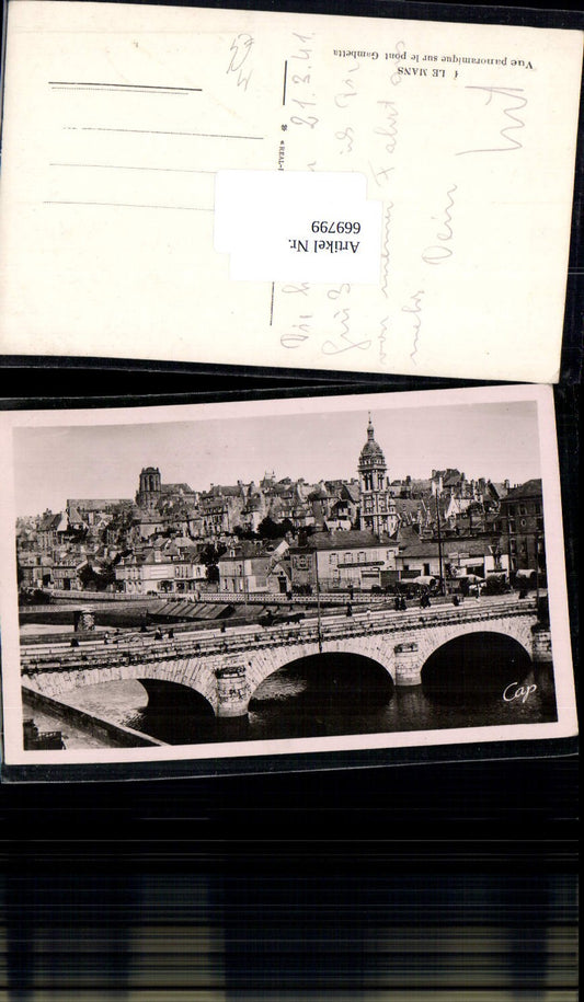 669799,Foto Ak Le Mans Vue panoramique sur le pont Gambetta Brücke Bauwerk France