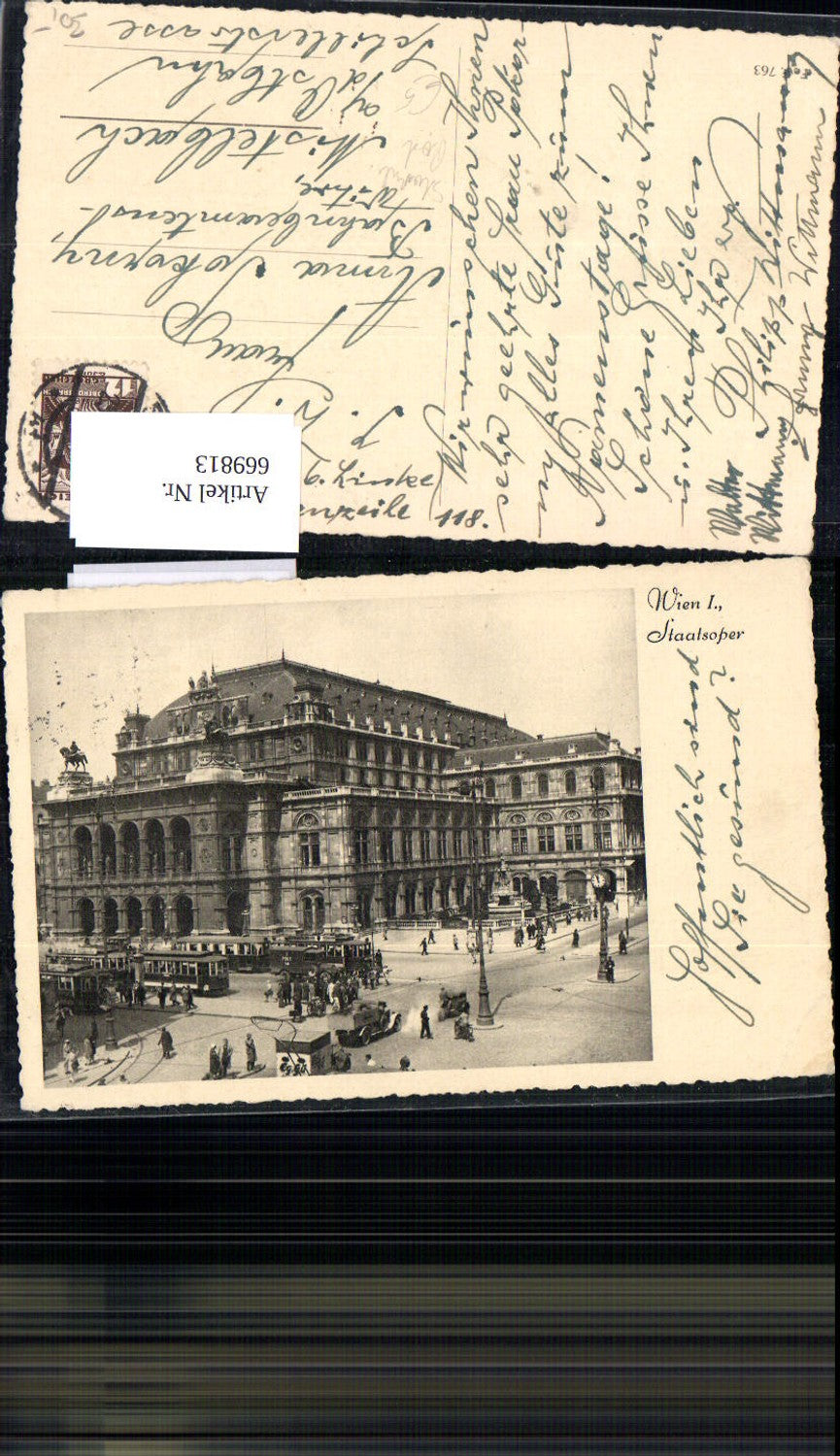 669813,Wien Vienna Innere Stadt Staatsoper Oper Bauwerk Straßenbahn Post LKW