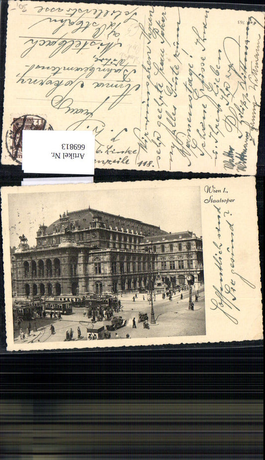 669813,Wien Vienna Innere Stadt Staatsoper Oper Bauwerk Straßenbahn Post LKW