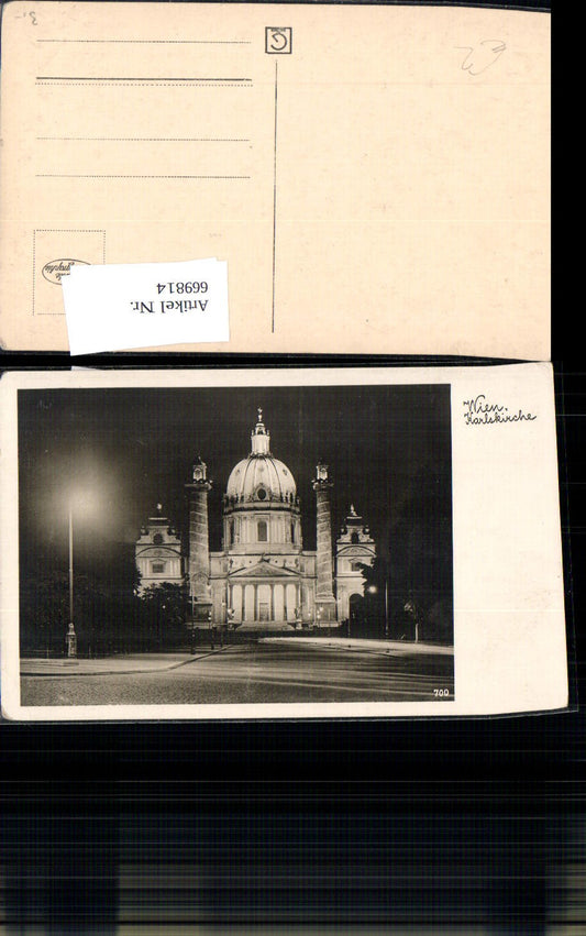 669814,Foto Ak Wien Vienna Karlskirche Kirche b. Nacht Bauwerk