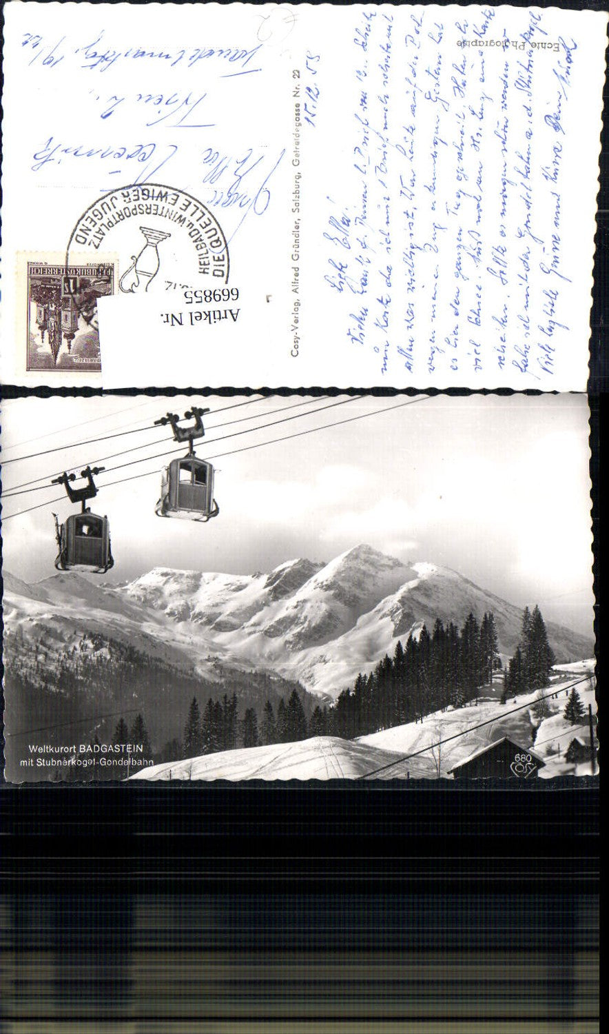 669855,Foto Ak Bad Gastein Stubnerkogel-Gondelbahn Bergbahn Seilbahn Gondel im Winter