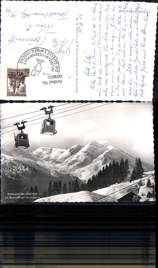 669855,Foto Ak Bad Gastein Stubnerkogel-Gondelbahn Bergbahn Seilbahn Gondel im Winter