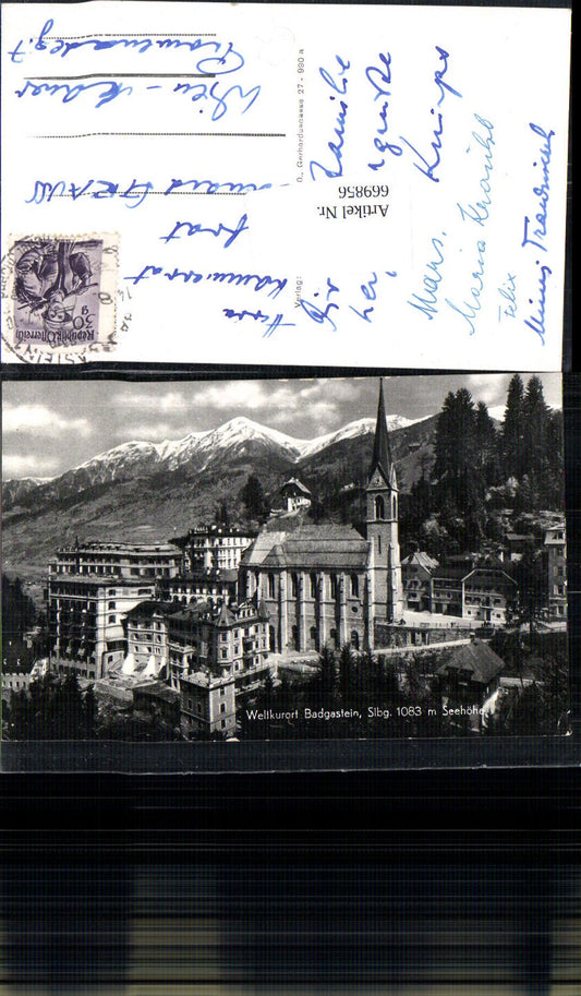 669856,Foto Ak Bad Gastein Ansicht mit Kirche Bauwerk