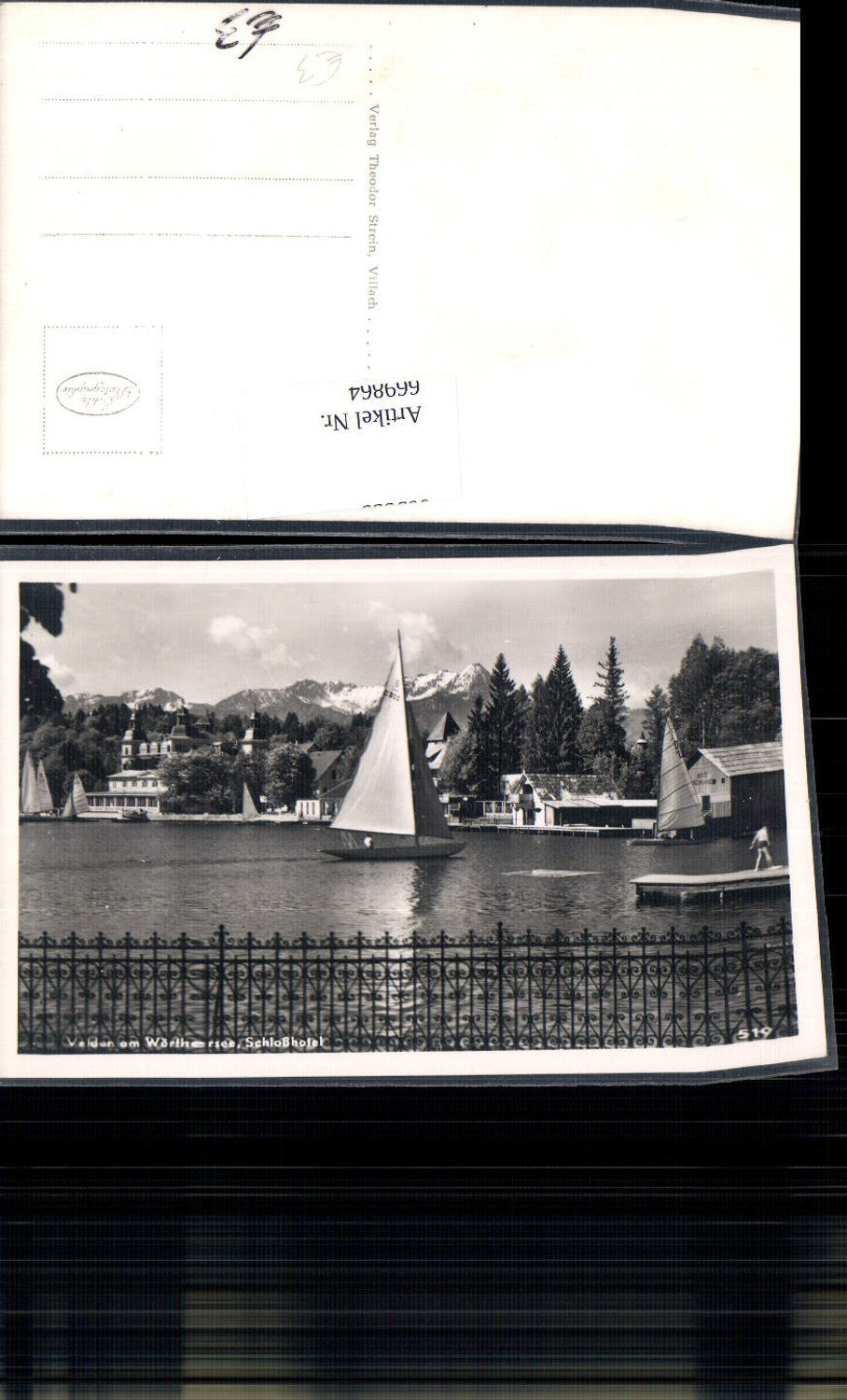 669864, Photo Ak Velden a. Wörthersee Castle Hotel Sailboat Sailing Sport