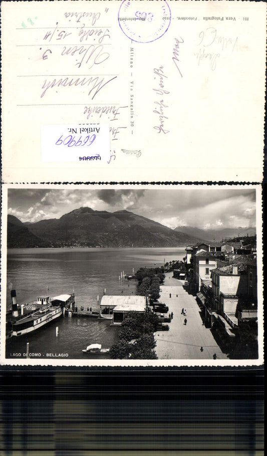 669909,Foto Ak Lago di Como Bellagio Hafen Schiff Dampfer Volta Binnenschiff Italy