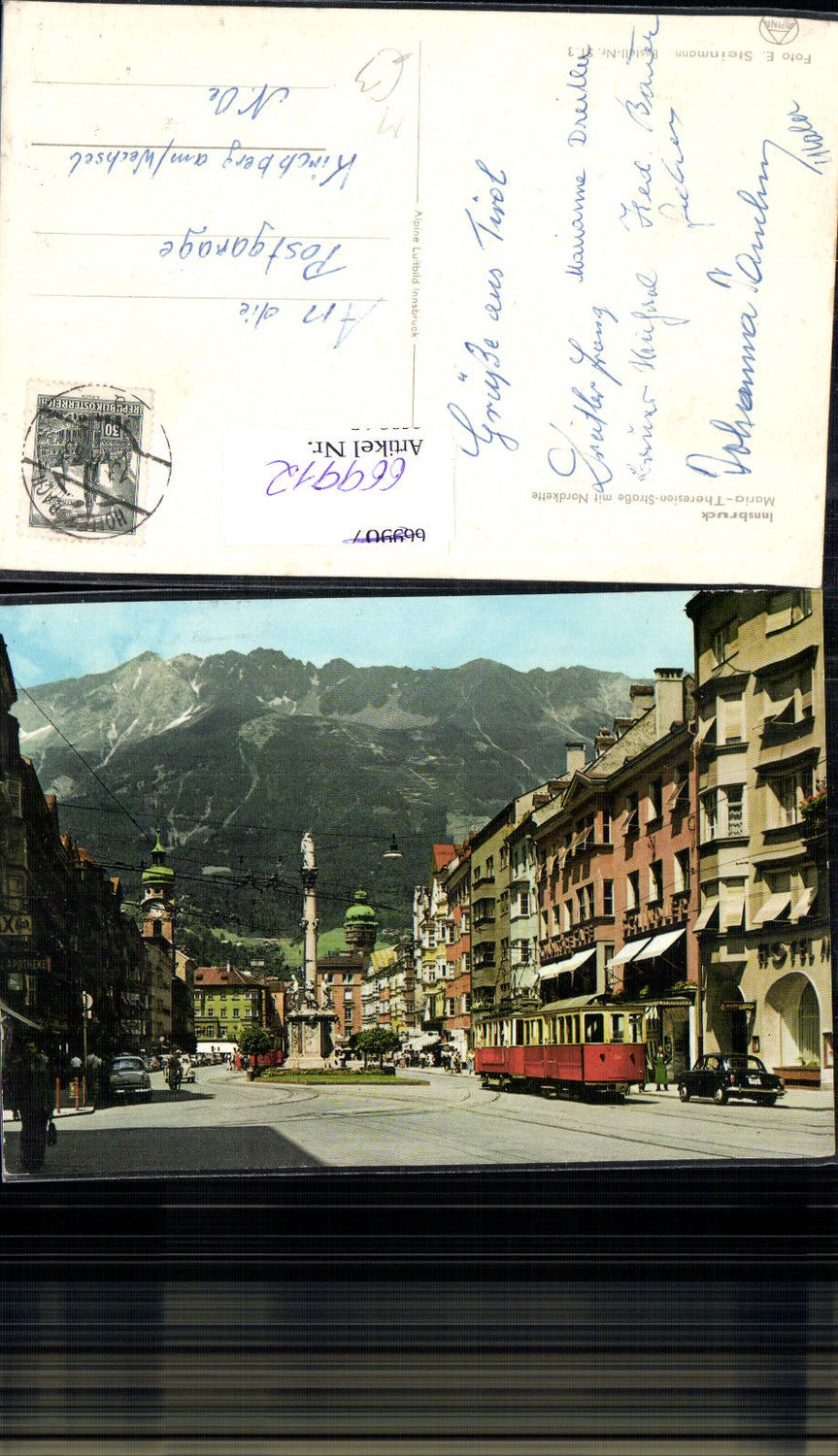 669912,Innsbruck Maria-Theresien-Straße mit Nordkette Straßenbahn Auto Transport