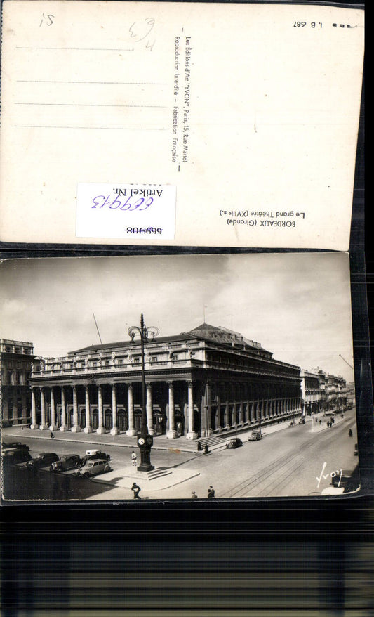 669913,Foto Ak Bordeaux Gironde Le grand Theatre Theater Automobile Theater France