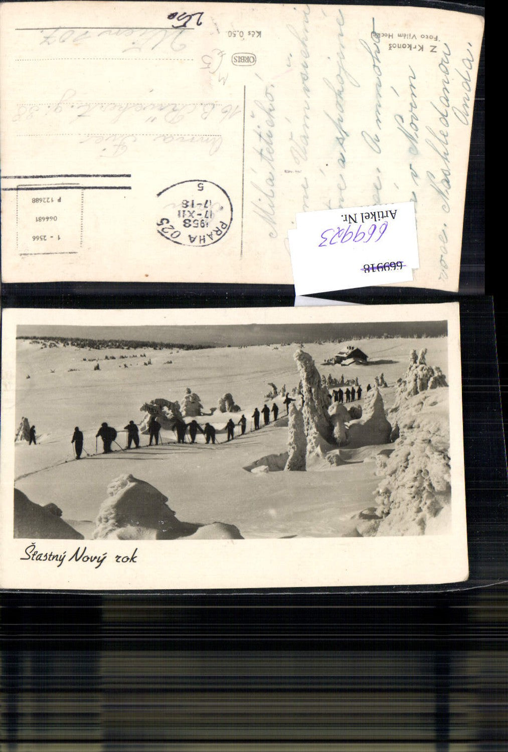 669923,Foto Ak Langlaufen Wintersport Stastny Novy rok Winterlandschaft Czech Republic