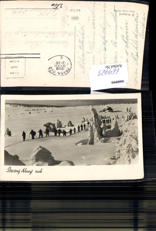 669923,Foto Ak Langlaufen Wintersport Stastny Novy rok Winterlandschaft Czech Republic
